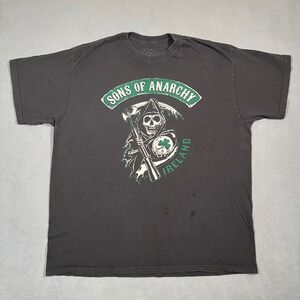 Sons of Anarchy SOA Ireland Grim Reaper Skull T Shirt Men 2XL Black Samcro Biker